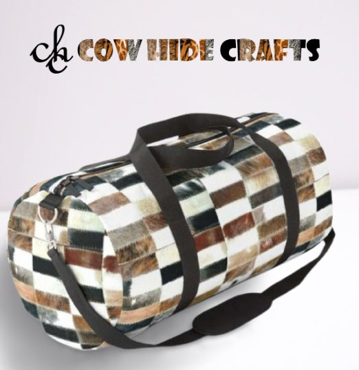 Patchwork Round Cowhide Duffle Bag