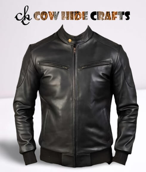 Men's perfect biker black sheepskin leather jacket
