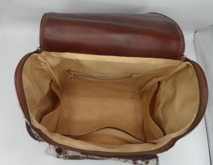 Personal cowhide backpack fully lined interior