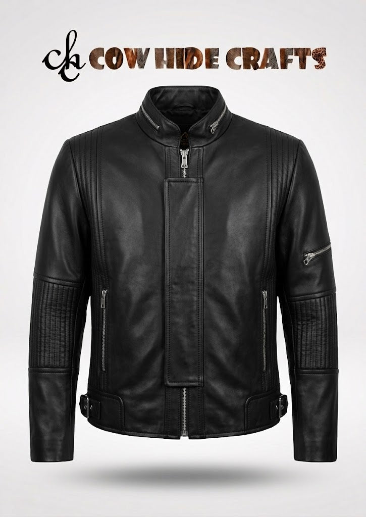 Personalized kids leather biker jacket front view