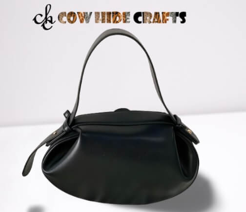 Premium black mini leather shoulder purse full view women