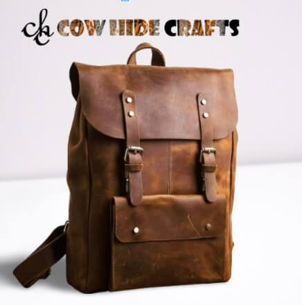ranch style leather rucksack flap backpack