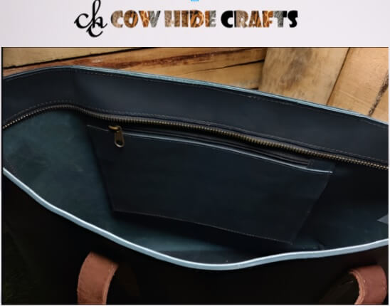 Raw lining inside leather daily purse