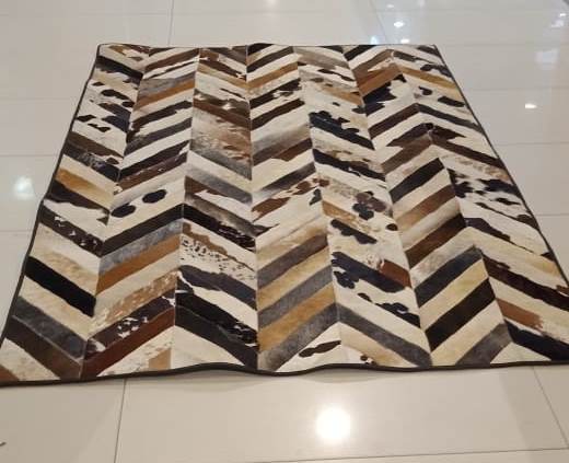 Rectangle cowhide rug chevron diagonal zigzag design