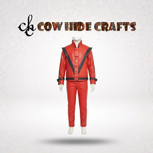 Red and black diagonal-stripe costume jacket and pants set front view