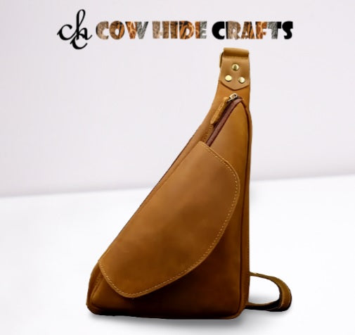 Retro leather crossbody traveling pouch tan 