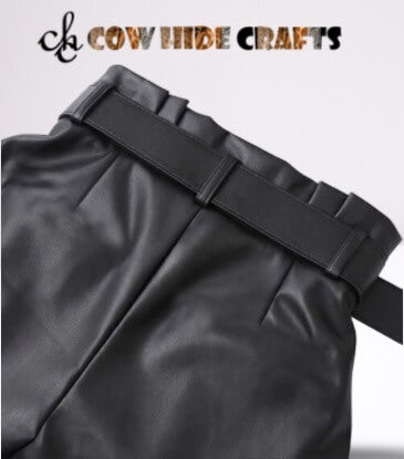 Retro high waist women's leather shorts styled for partywear