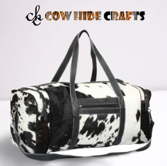 road trip cowhide duffle bag hair on hide leather