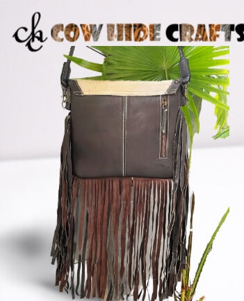 Rodeo cowhide bag detachable adjustable strap and backside zipper