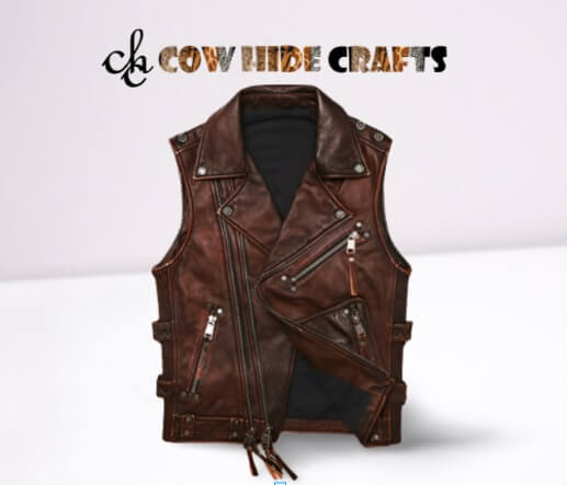 rodeo style leather vest 