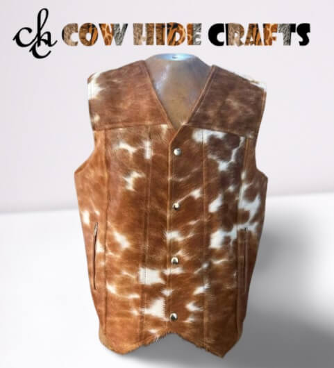 rodeo style cowhide vest front