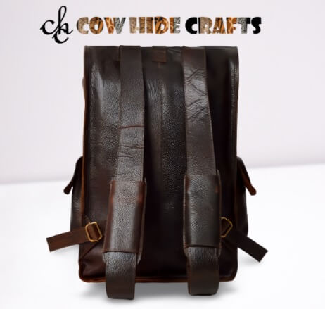 Rolltop leather backpack straps