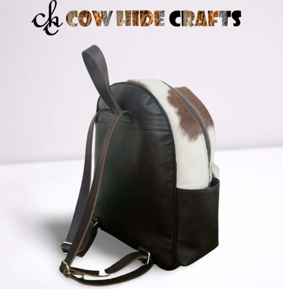 Round cowhide rucksack leather backside strap