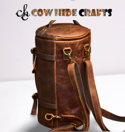 round leather travel bag 