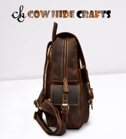 Rustic backpack side pockets exterior