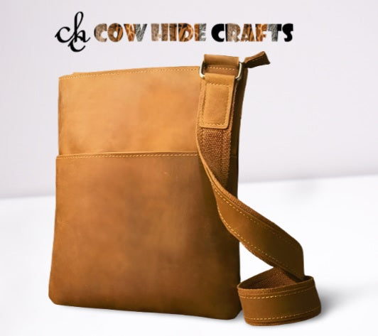 Rustic brown leather crossbody bag for women