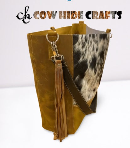 Rustic cowhide bag leather tassel exterior