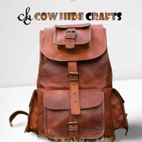 Rustic leather backpack brown vintage
