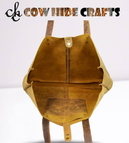Rustic leather bag magnetic snap closure
