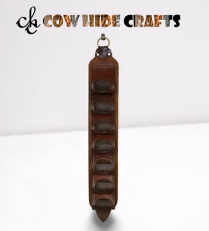 Rustic leather wall decor bottle rack with brass ring hanging