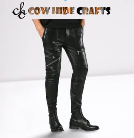 Sheepskin biker pant black slim fit