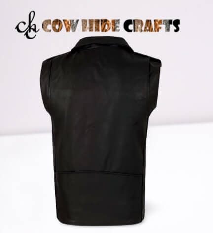 Sleeveless biker leather jacket men