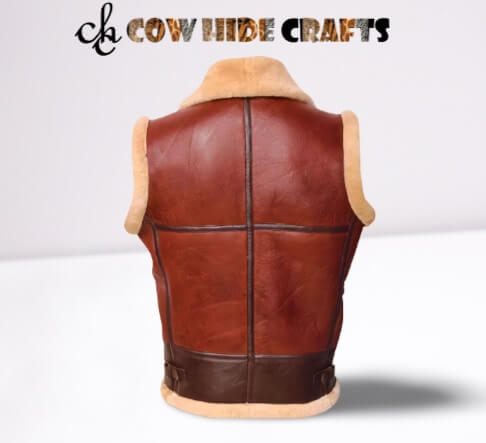 Sheepskin vest zipper closure detail