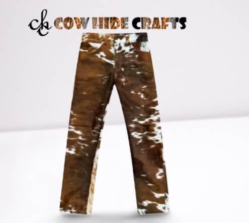 Skinny fit cowhide leather pants hair on hide