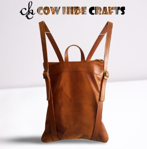 Sleek leather backpack single zipper compartment