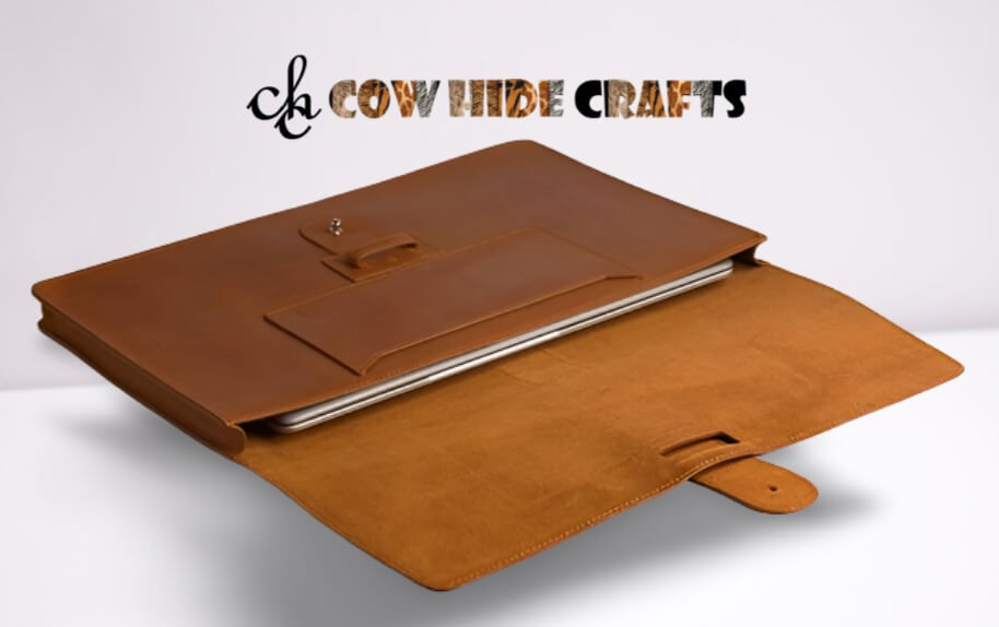 Sleek leather bag flap closure detail