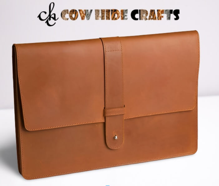 Sleek leather laptop bag tan black option