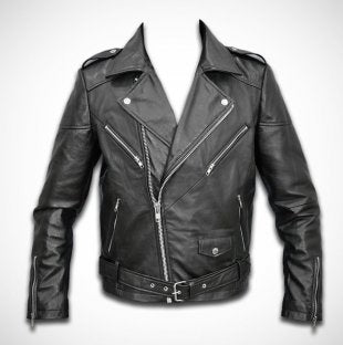 Sleeve zipper detailing on men's Perfecto sheep leather jacket
