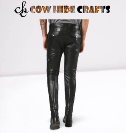 Slim fit sheepskin pant button closure