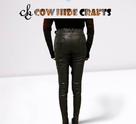 Slim moto fit studded sheepskin leather pants women