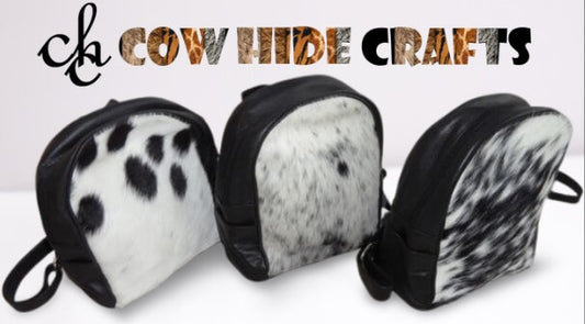Small cowhide backpack wholesale black white set 3