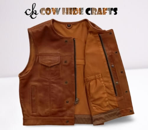 leather waistcoat snap button closure 