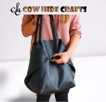 Soft leather tote squeezable metal ring detail