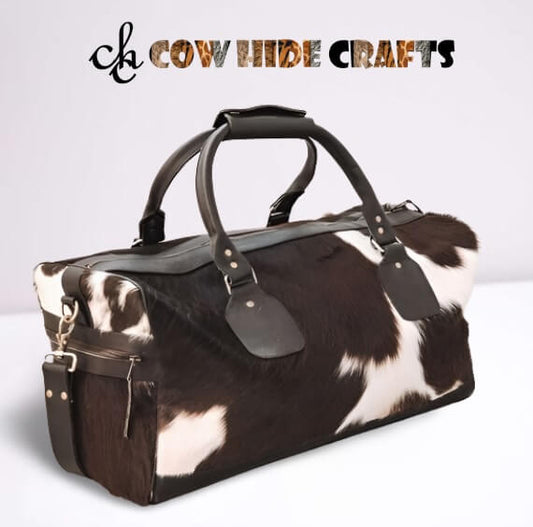 Square cowhide duffle bag