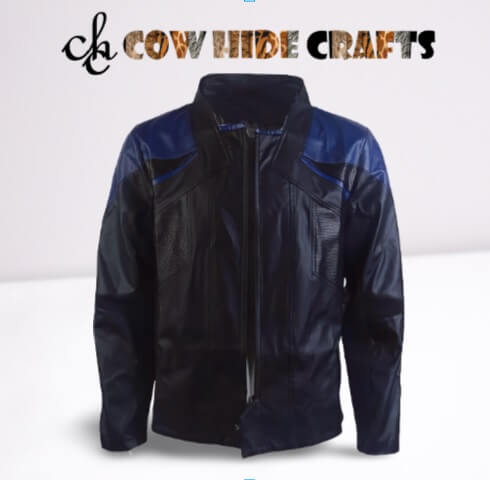 Star Trek Picard inspired blue black leather jacket