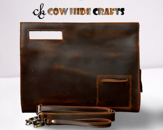 Sturdy square leather bag vintage brown
