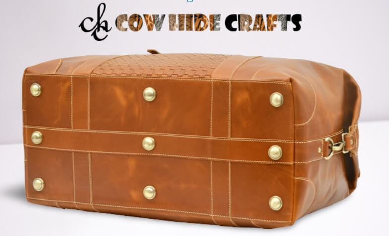 stylish leather weekender reinforced base