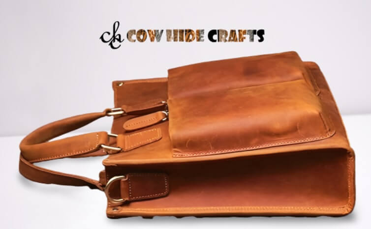 Tan briefcase bag long adjustable strap