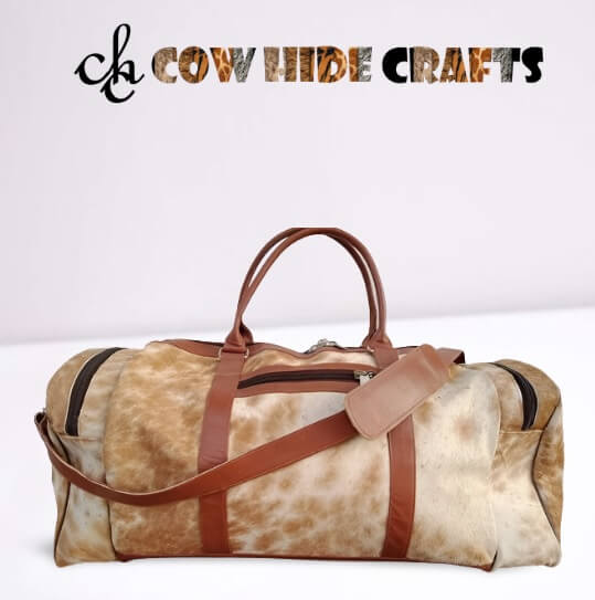 Tan brown cowhide duffle bag