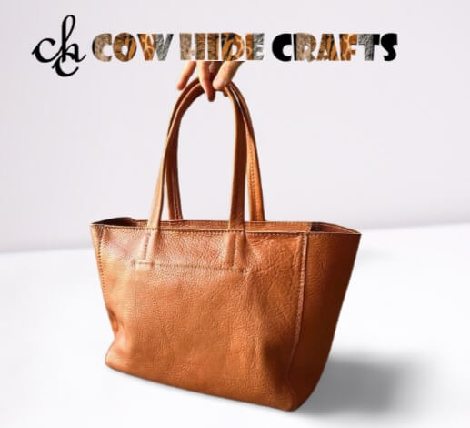 Tan brown grain leather bag full view
