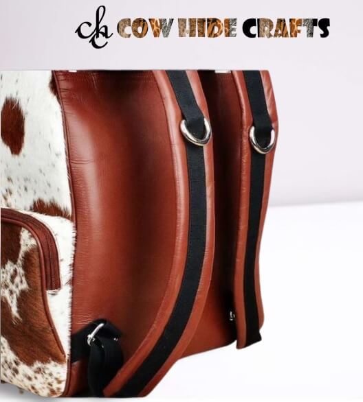 Tan cowhide bag padded leather backpack straps