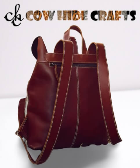 Tan cowhide rucksack backside zipper pocket