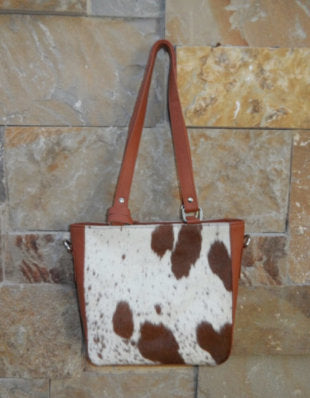 Tan cowhide crossbody bag leather top handles