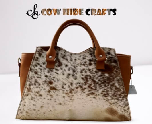 Tan cowhide ladies bag dual firm grip handles