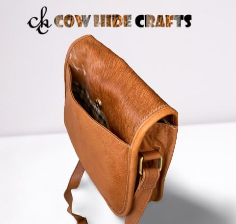 Cowhide messenger bag flap magnetic snap closure