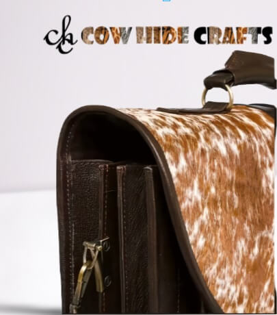 Tan cowhide office bag multiple compartments